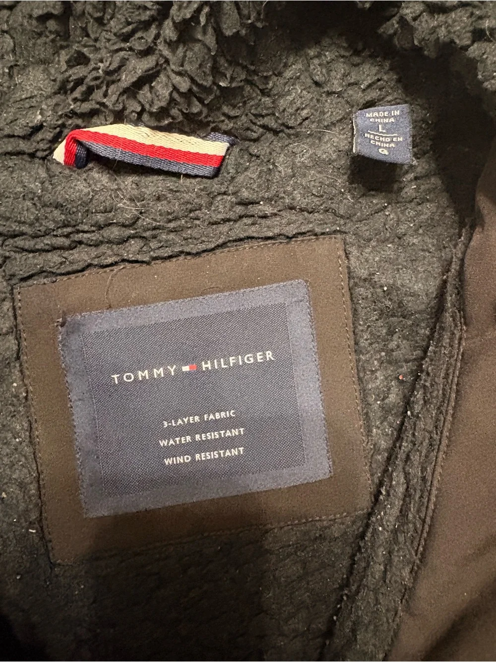 Tommy Hilfiger Black Sherpa Lined Jacket with Signature Flag Trim